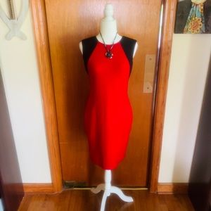 NWOT Sleeveless dress, red/black sz 4